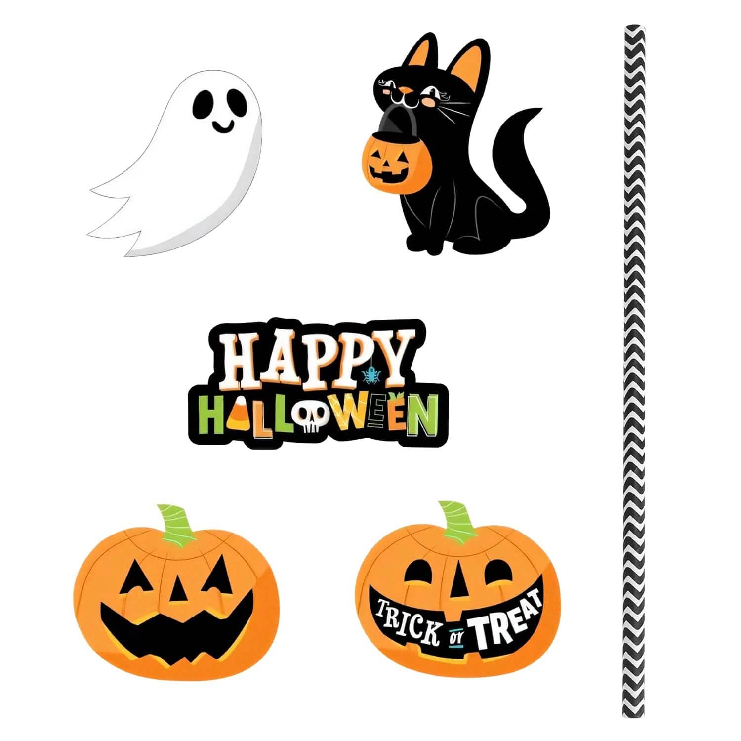 24-Pieces: Halloween Party Striped Decorative Paper Straws Holiday Decor & Apparel - DailySale