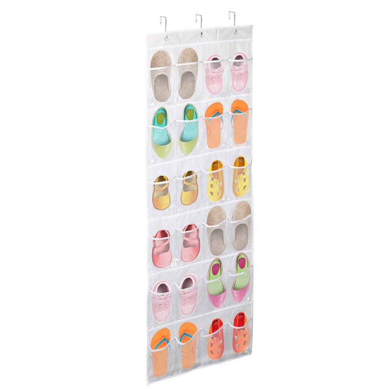 24-Pocket: Over the Door Shoes Rack Crystal Clear Organizer Closet & Storage - DailySale