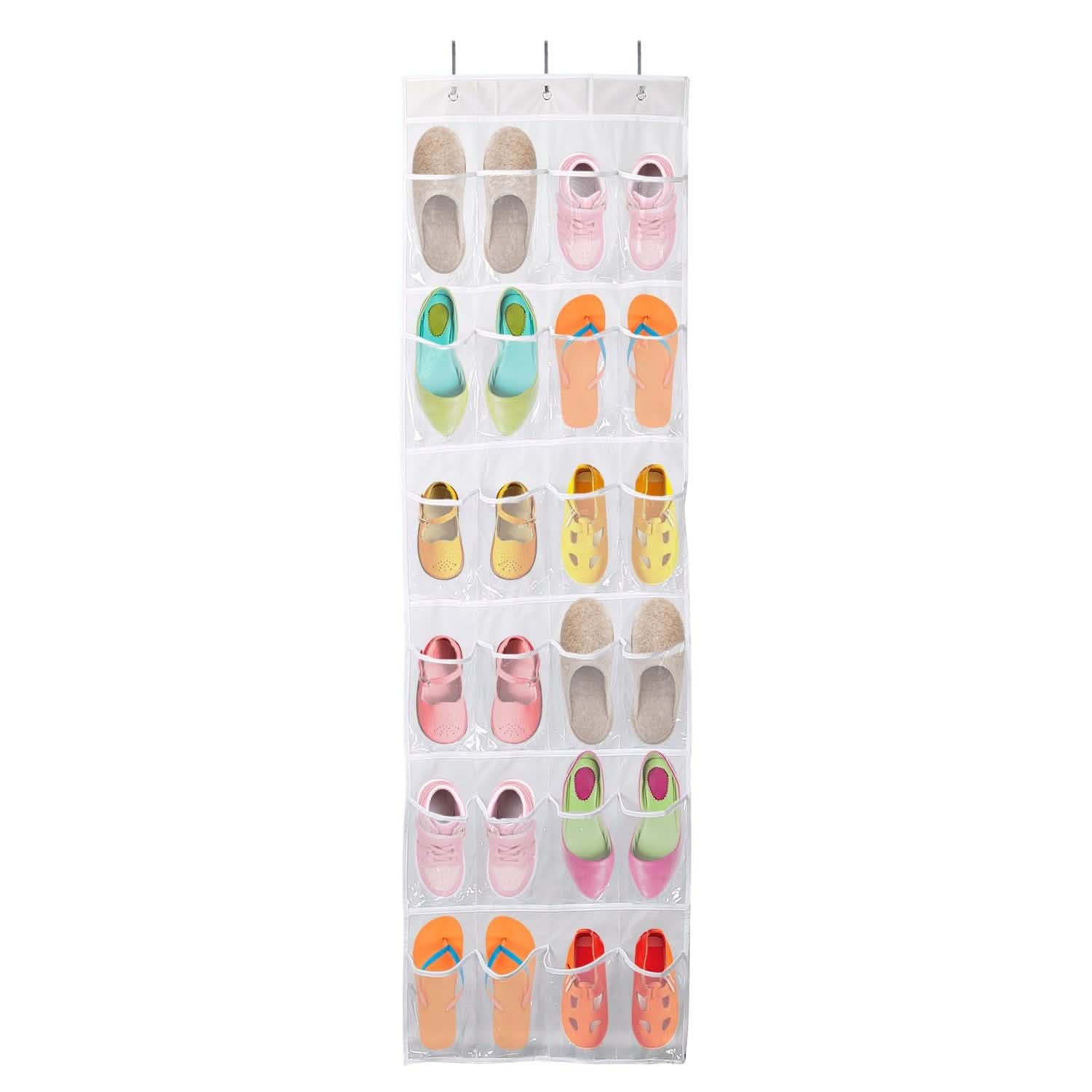 24-Pocket: Over the Door Shoes Rack Crystal Clear Organizer Closet & Storage - DailySale