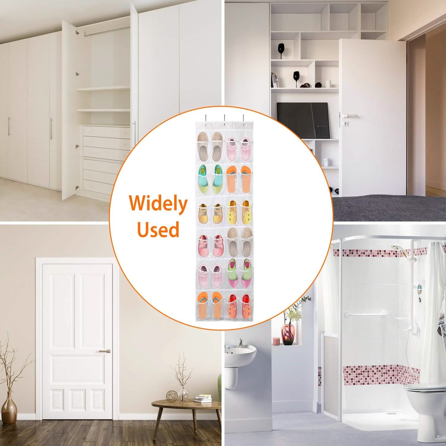 24-Pocket: Over the Door Shoes Rack Crystal Clear Organizer Closet & Storage - DailySale