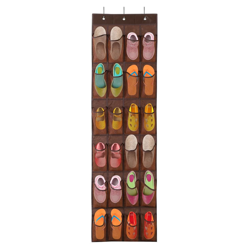 24 Pockets Over the Door Shoe Rack Closet & Storage Coffee - DailySale