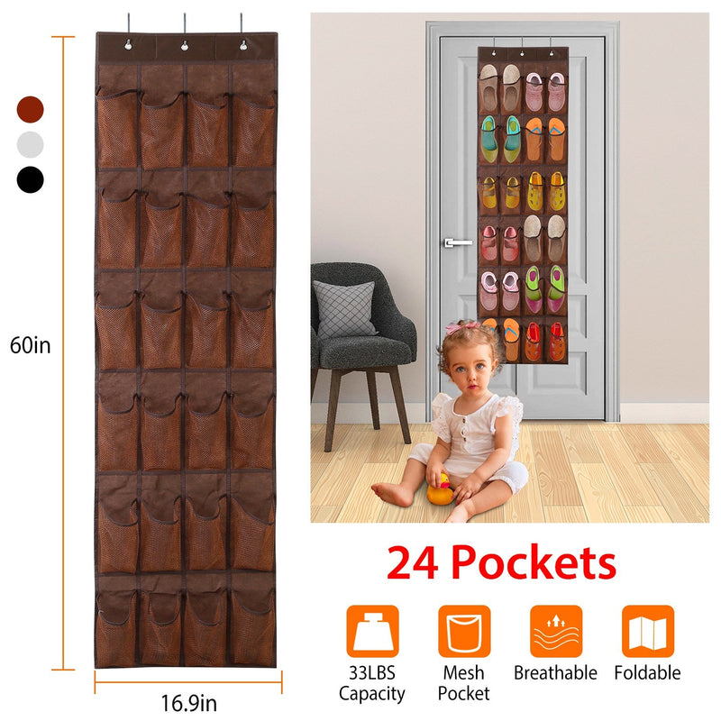 24 Pockets Over the Door Shoe Rack Closet & Storage - DailySale