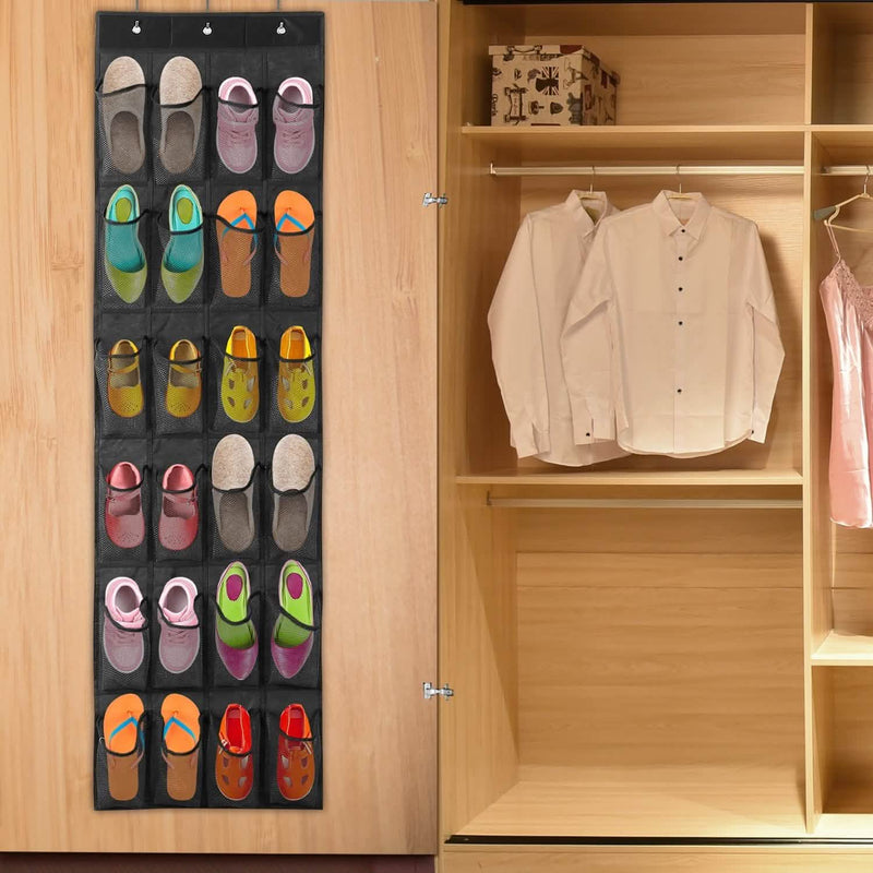 24 Pockets Over the Door Shoe Rack Closet & Storage - DailySale