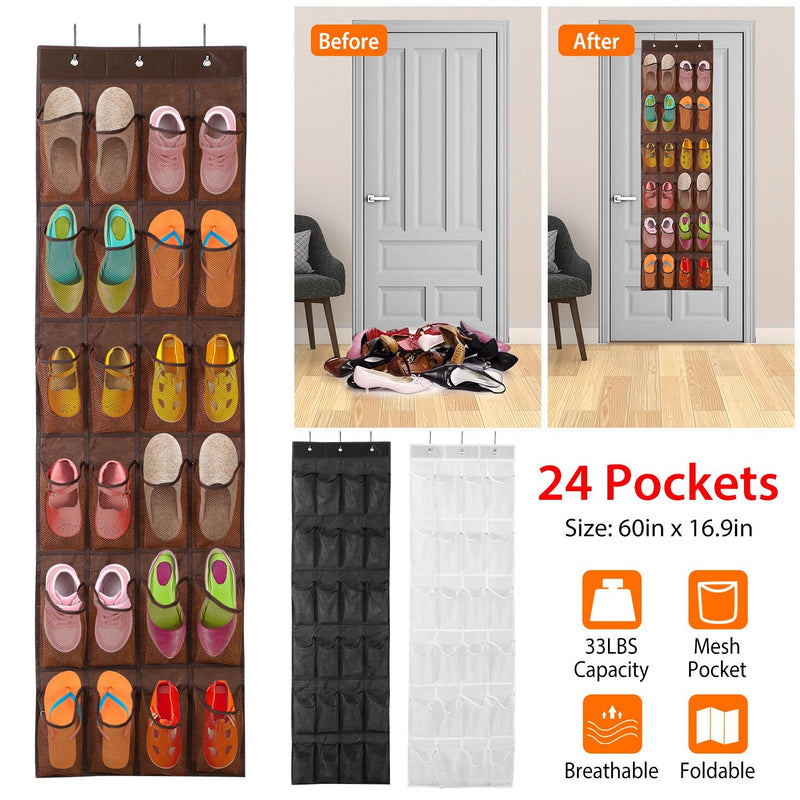 24 Pockets Over the Door Shoe Rack Closet & Storage - DailySale