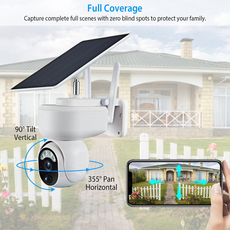 2.4G Wifi Solar Wireless 1080P Surveillance Camera with Flood Light Night Vision Smart Home & Security - DailySale