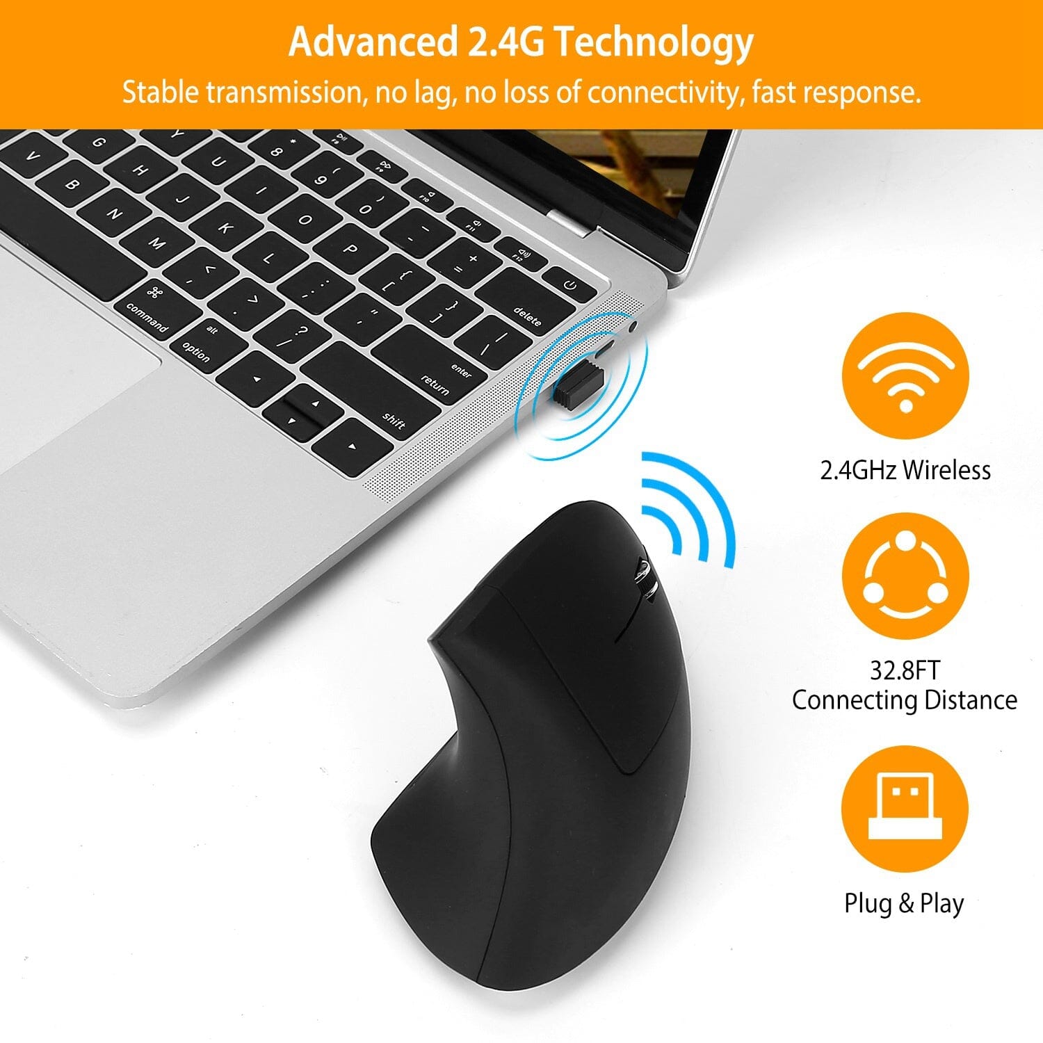 2.4G Wireless Vertical Mouse Ergonomic Optical Mice Computer Accessories - DailySale