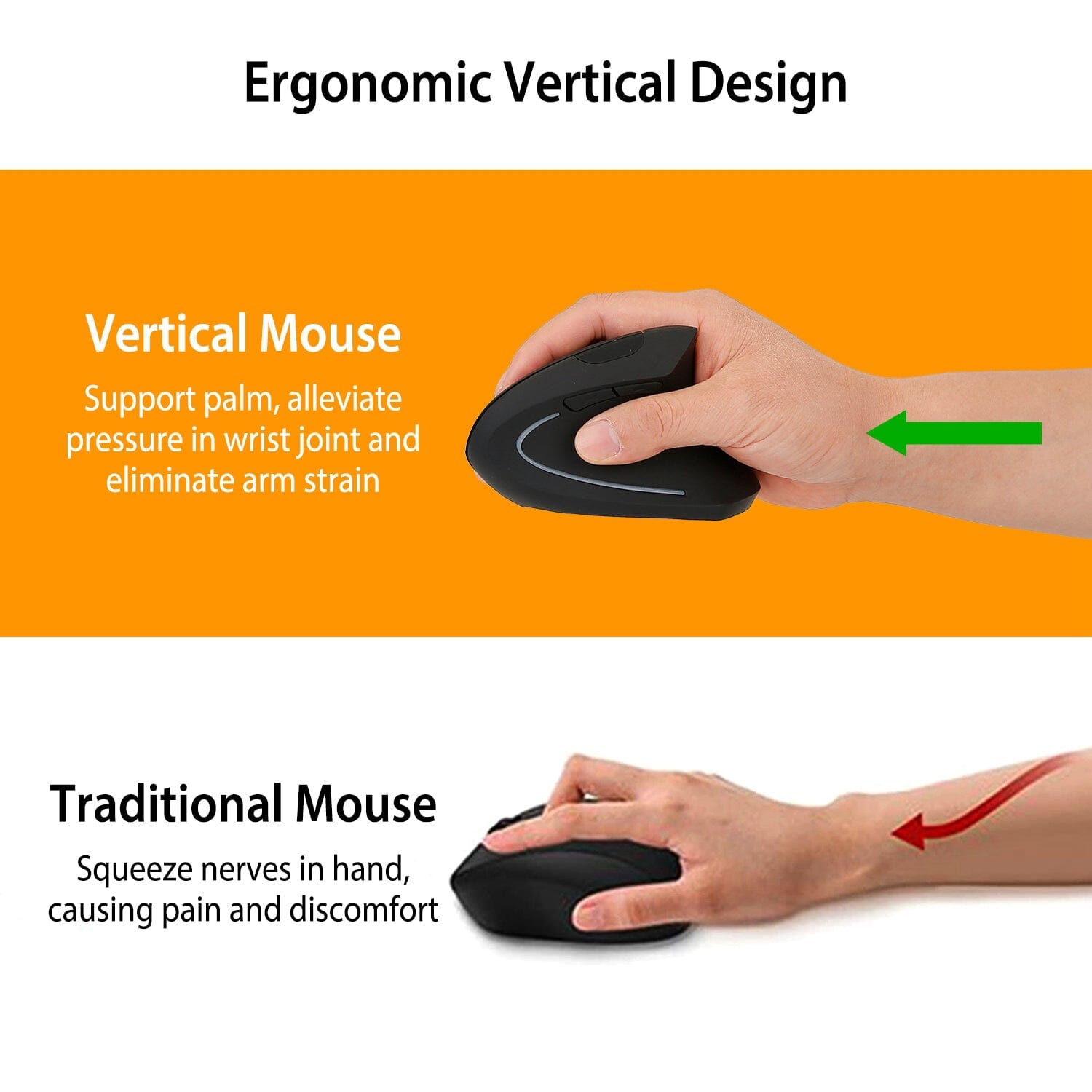 2.4G Wireless Vertical Mouse Ergonomic Optical Mice Computer Accessories - DailySale