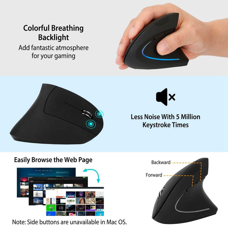 2.4G Wireless Vertical Mouse Ergonomic Optical Mice Computer Accessories - DailySale