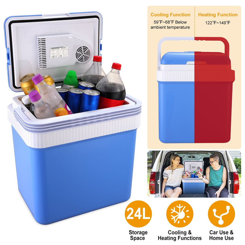 24L 12V Car Portable Refrigerator Travel Cooler Automotive - DailySale