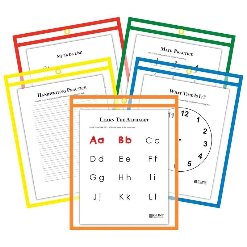 25-Pack: Reusable Dry Erase Pockets - Assorted Colors Toys & Games Primary Colors - DailySale