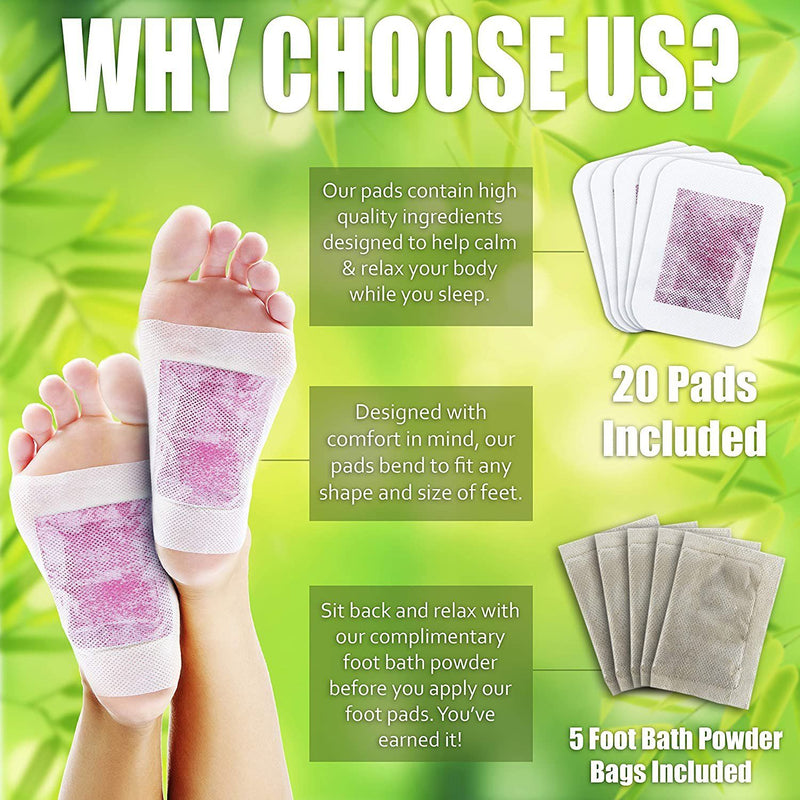 25-Pack: Rose Aroma Bamboo Vinegar Foot Pads with Herbal Foot Bath Powder Wellness - DailySale