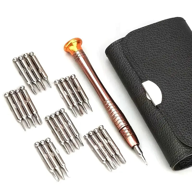 25-Piece Set: Precision Tool Repair Kit with Leather Case Home Improvement - DailySale