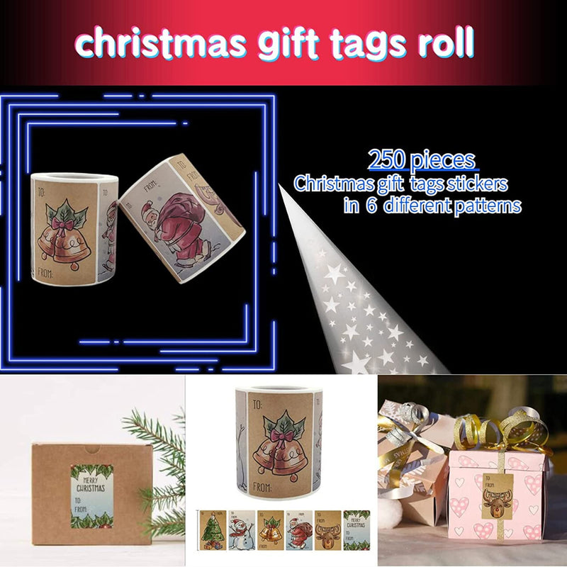 250-Pieces: Christmas Gift Tags Self Adhesive Labels Stickers 250 Pieces Holiday Decor & Apparel - DailySale