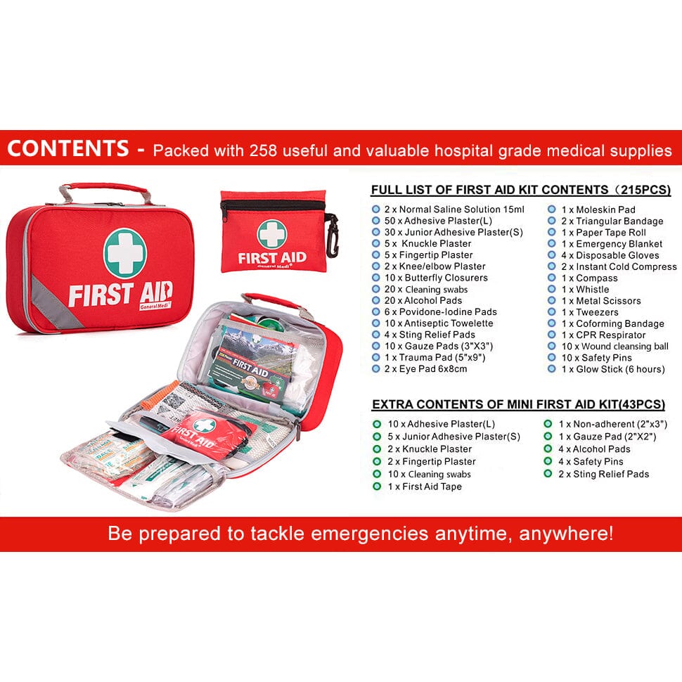 258-Pieces: First Aid Kit Sports & Outdoors - DailySale