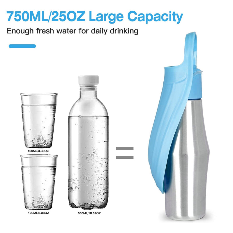 25oz Portable Dog Stainless Steel Water Dispenser Leak Proof Design Pet Supplies - DailySale