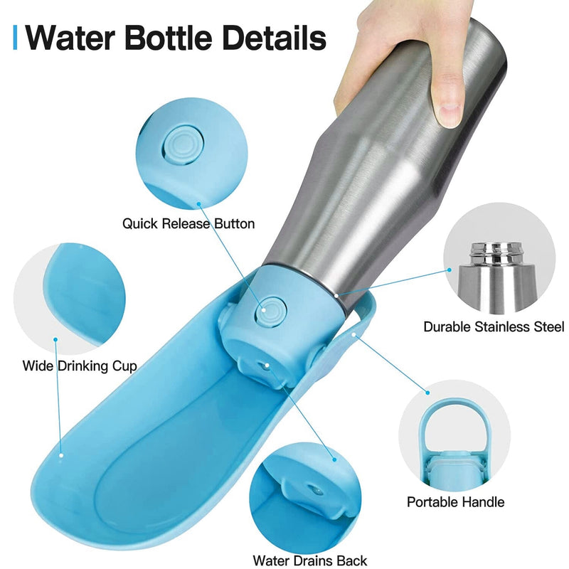 25oz Portable Dog Stainless Steel Water Dispenser Leak Proof Design Pet Supplies - DailySale