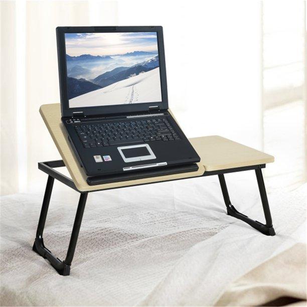 26" Foldable Laptop Desk Pella Oak Wood Computer Accessories - DailySale