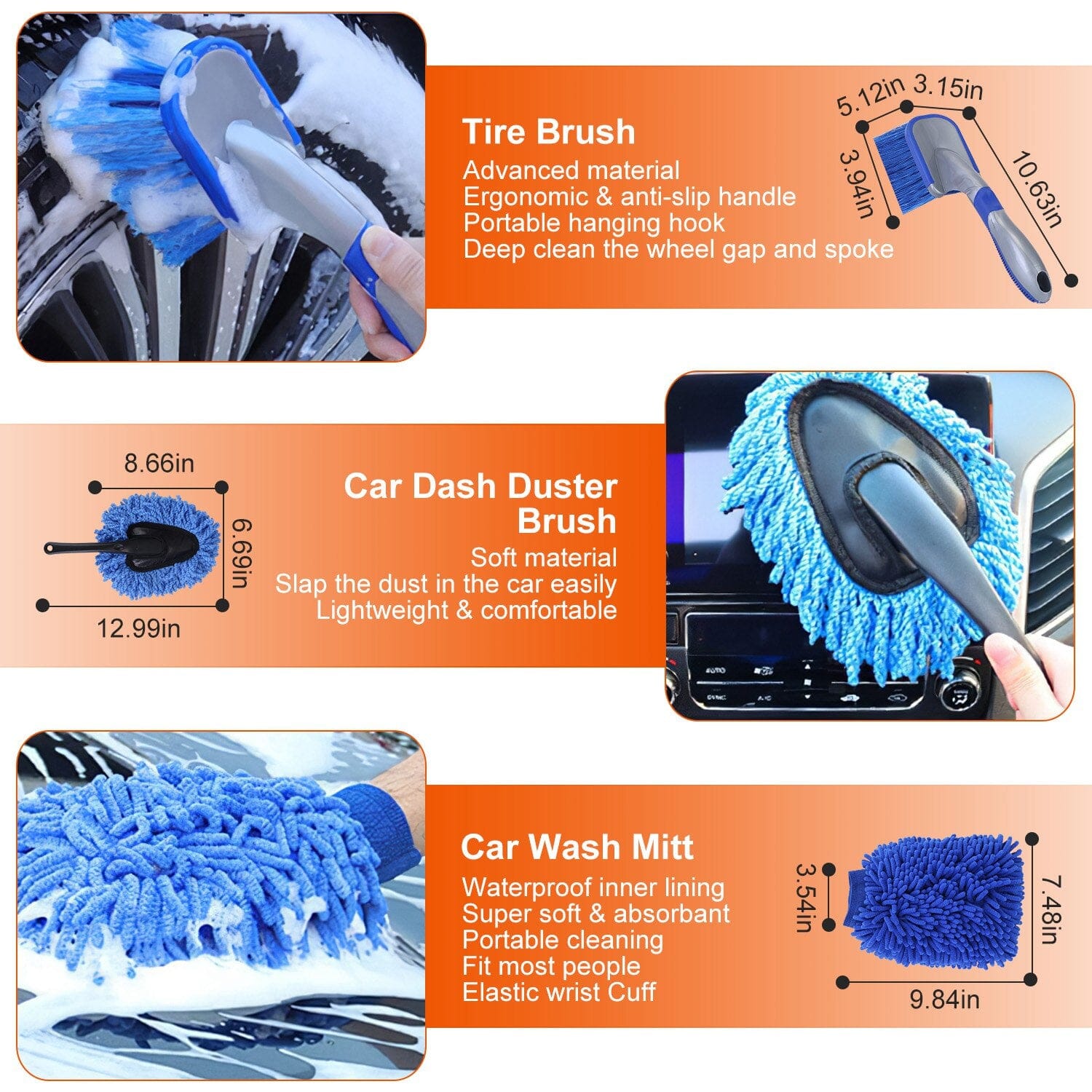 DailySale Microfiber Car Wash Brush Mop Kit