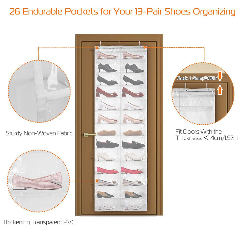 26 Pockets Over the Door Shoe Rack Closet & Storage - DailySale
