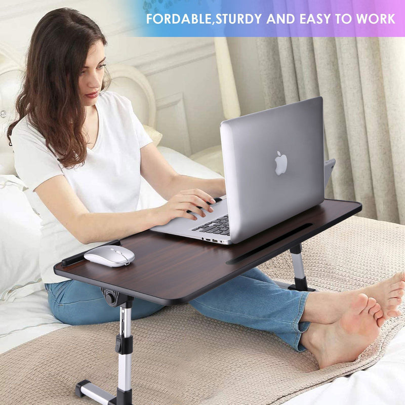 26.6 Foldable Adjustable Laptop Tray Stand Desk with CPU Cooling Fans & Mouse Pad Computer Accessories - DailySale