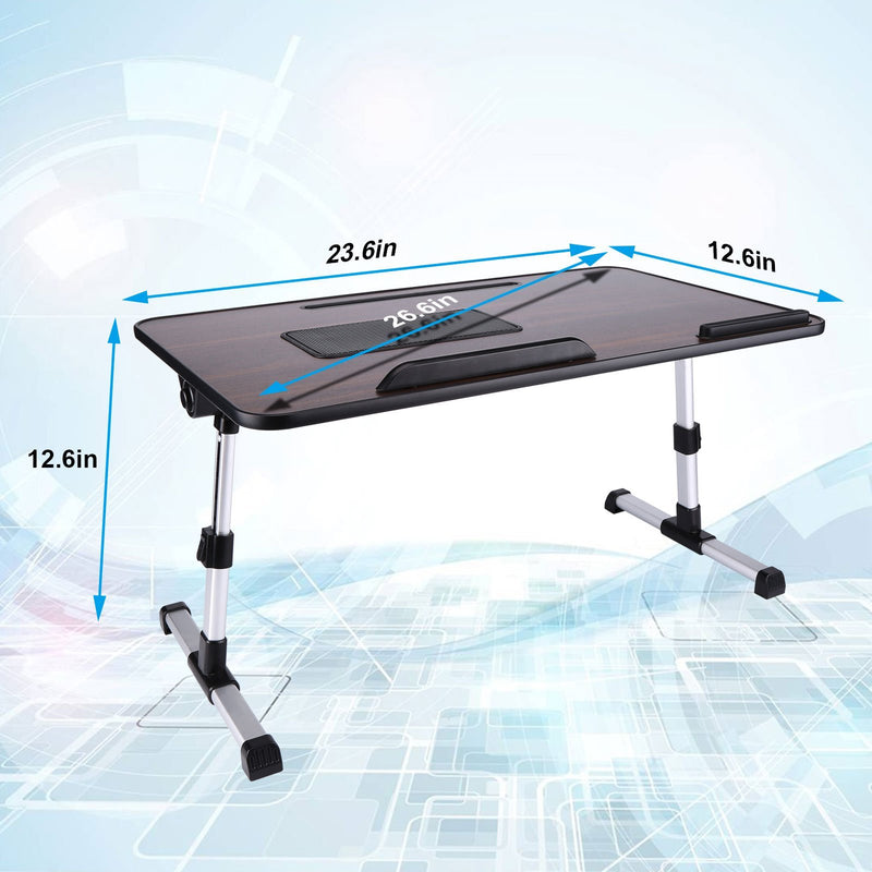 26.6 Foldable Adjustable Laptop Tray Stand Desk with CPU Cooling Fans & Mouse Pad Computer Accessories - DailySale