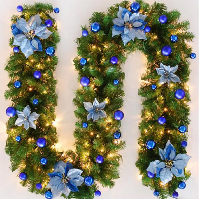 2.7 Meter Christmas Rattan Decorative Garland shown in blue, available at Dailysale