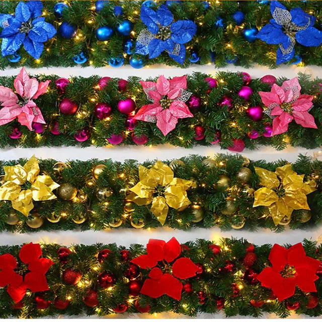 2.7 Meter Christmas Rattan Decorative Garland shown in assorted colors