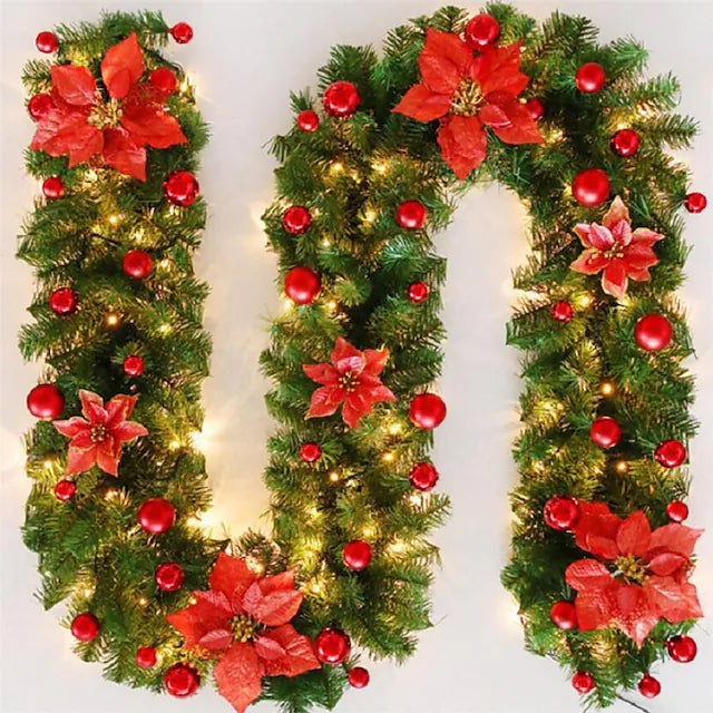 2.7 Meter Christmas Rattan Decorative Garland shown in red, available at Dailysale