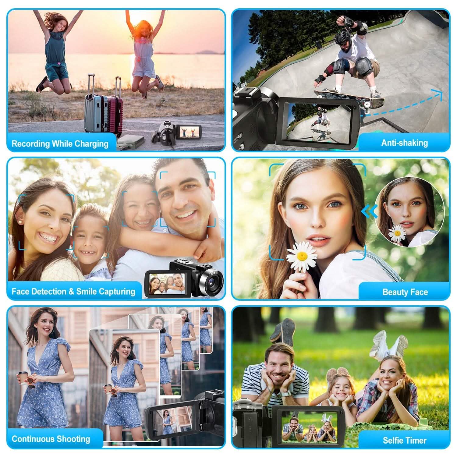 2.7K Camcorder 42MP 18x Zoom Digital Video Camera with 270° Rotating IPS Screen Cameras & Drones - DailySale