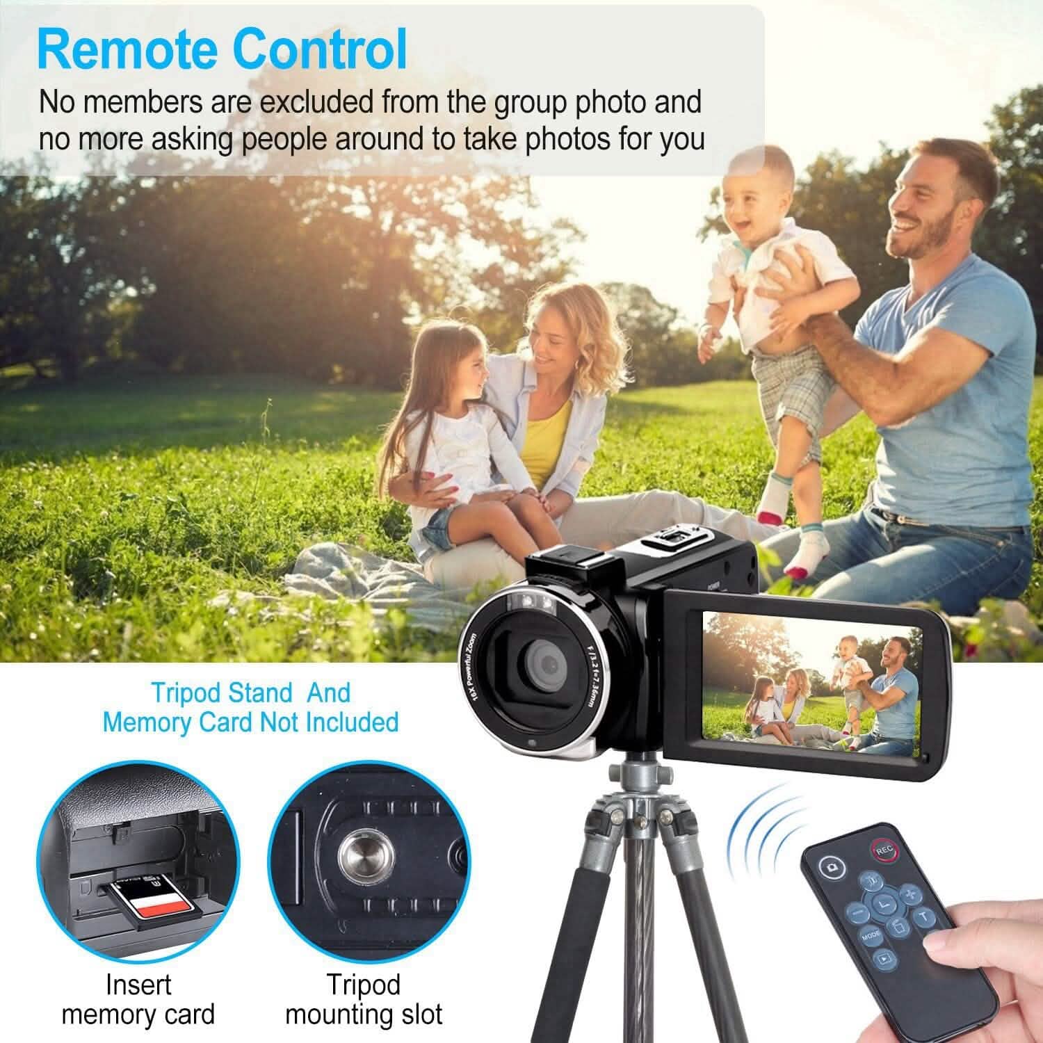 2.7K Camcorder 42MP 18x Zoom Digital Video Camera with 270° Rotating IPS Screen Cameras & Drones - DailySale