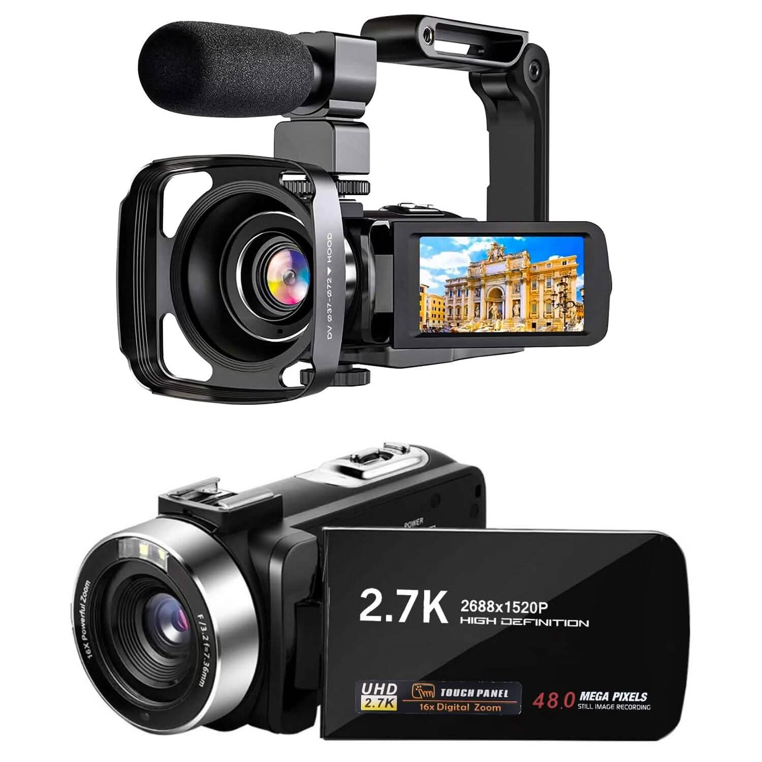 2.7K Camcorder 42MP 18x Zoom Digital Video Camera with 270° Rotating IPS Screen Cameras & Drones - DailySale