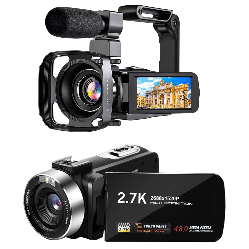 2.7K Camcorder 42MP 18x Zoom Digital Video Camera with 270° Rotating IPS  Screen