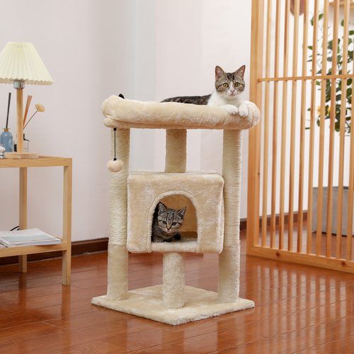 28.4" Cat Tree for Indoor Cats Tower Pet Supplies Beige - DailySale