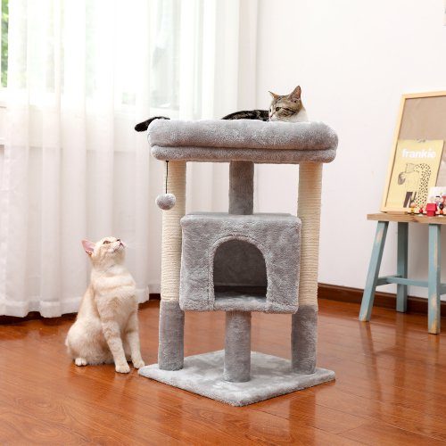 28.4" Cat Tree for Indoor Cats Tower Pet Supplies Gray - DailySale