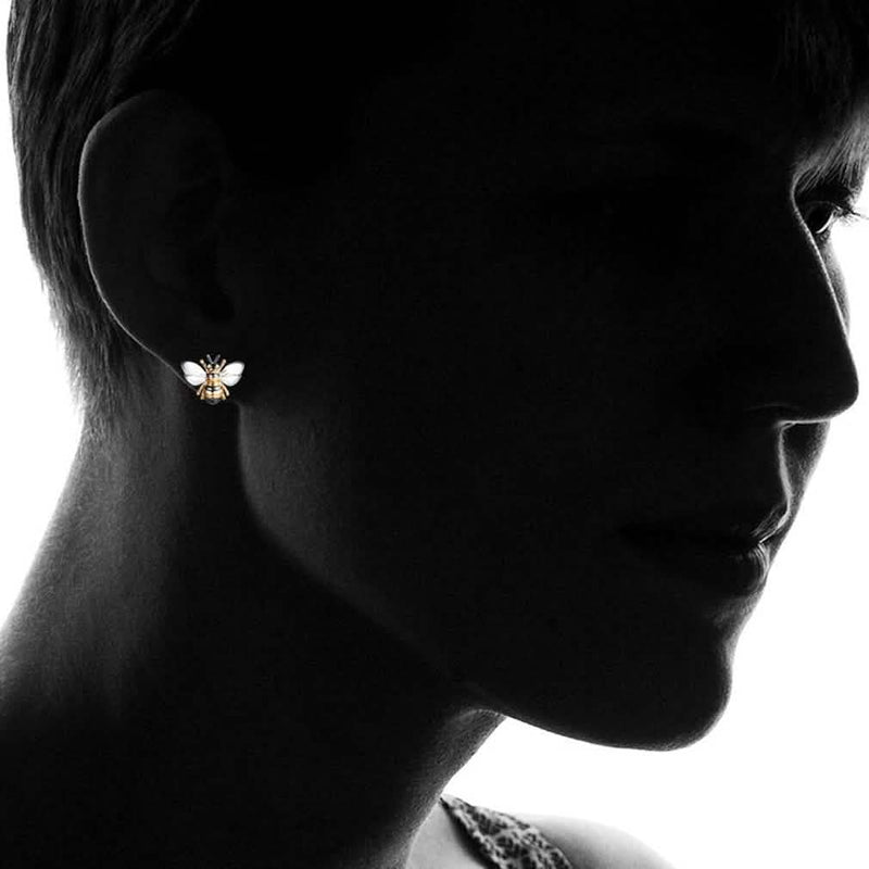 Tri-Tone Bumble Bee Stud Earrings Made with Swarovski Elements - DailySale, Inc