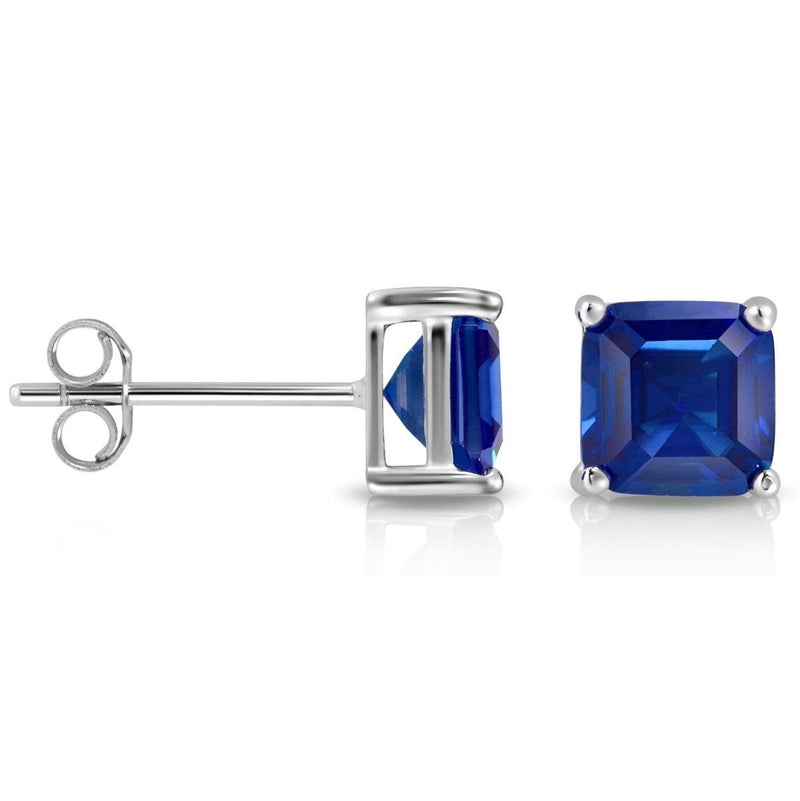 2CTW Created Emerald Asscher Cut Stud Earrings by MUIBLU Gems Jewelry Sapphire - DailySale