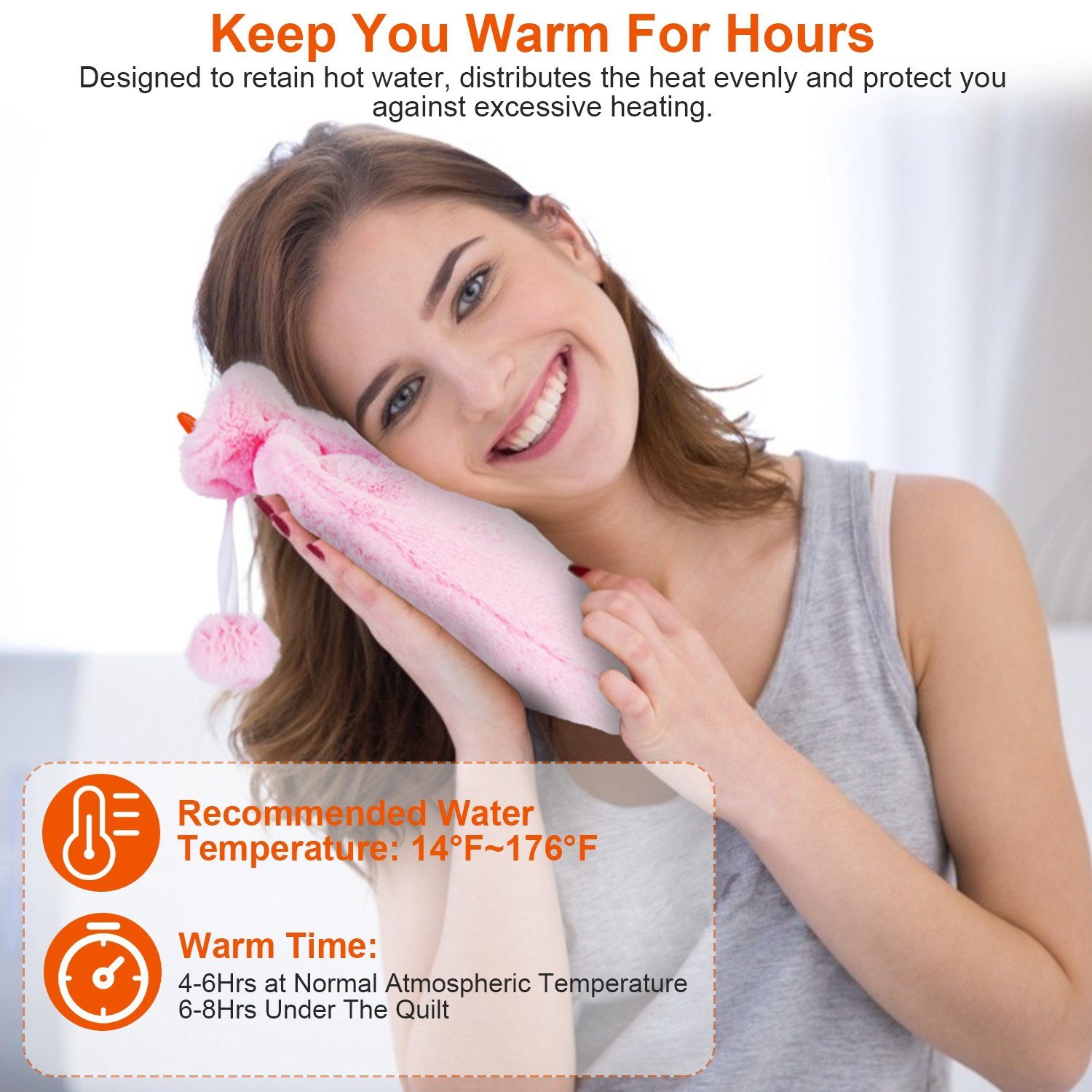 2L Hot Water Bottle with Plush Cover Wellness - DailySale