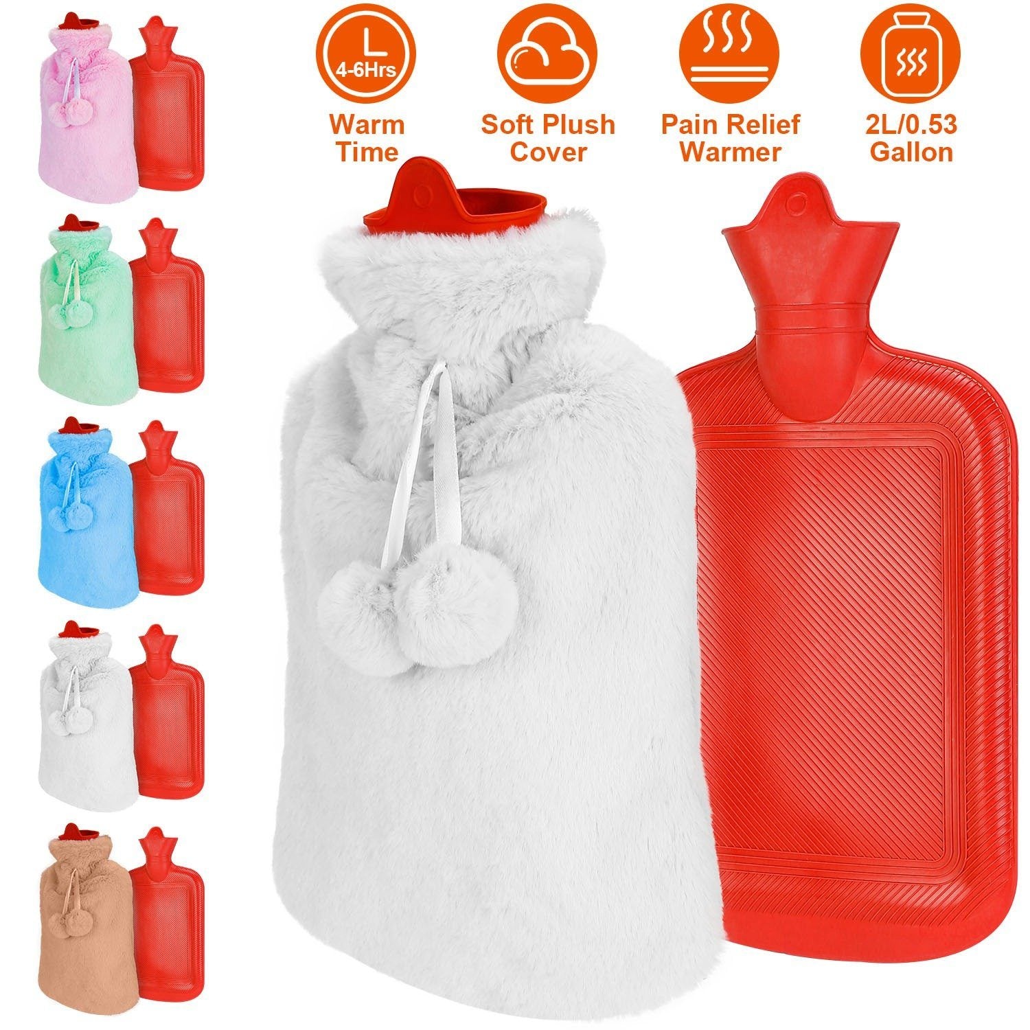 2L Hot Water Bottle with Plush Cover Wellness - DailySale