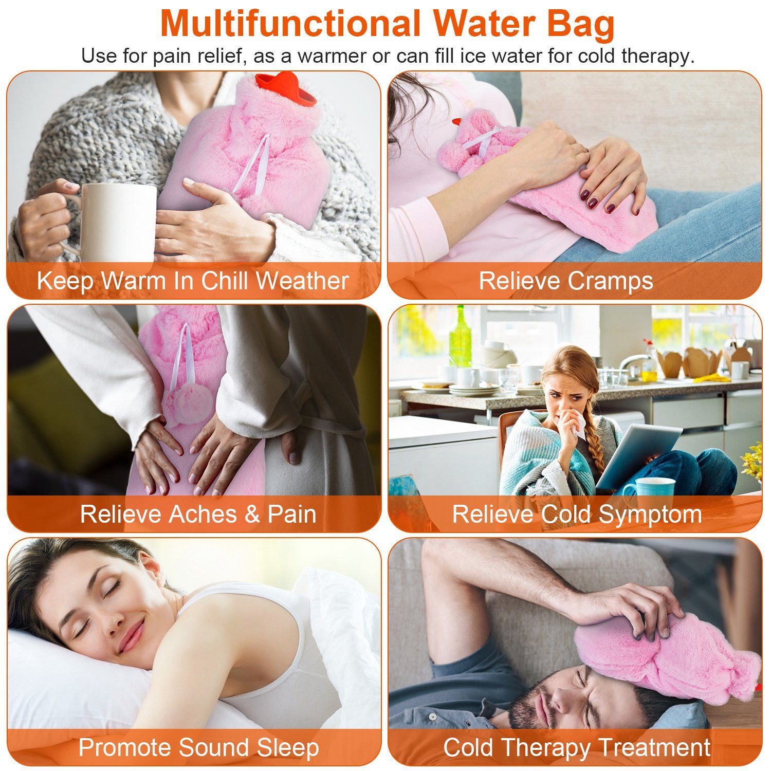 2L Hot Water Bottle with Plush Cover Wellness - DailySale