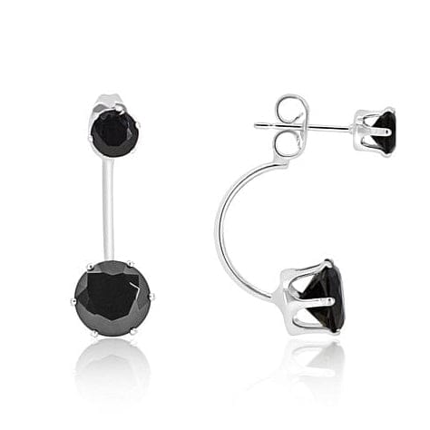 3 Carat Elegant Sterling Silver Black Round Elements Hanging Stud Earrings Earrings - DailySale