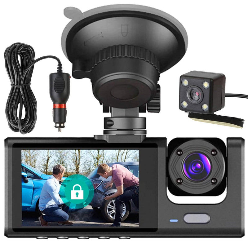 3 Channel Car DVR Dash Cam Video Recorder Cameras & Drones - DailySale