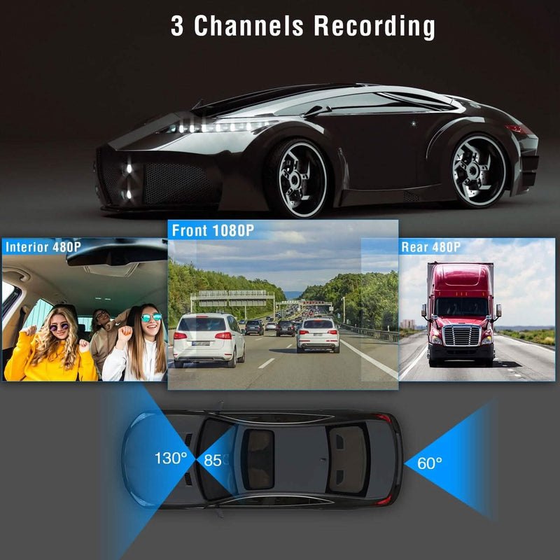 3 Channel Car DVR Dash Cam Video Recorder Cameras & Drones - DailySale