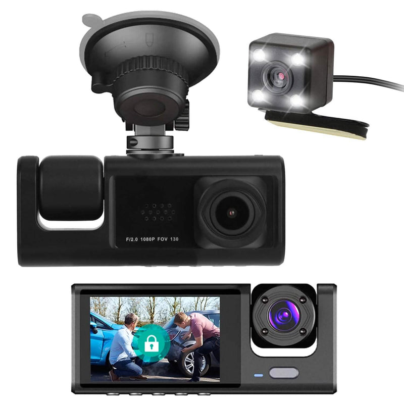 3 Channel Car DVR Dash Cam Video Recorder Cameras & Drones - DailySale