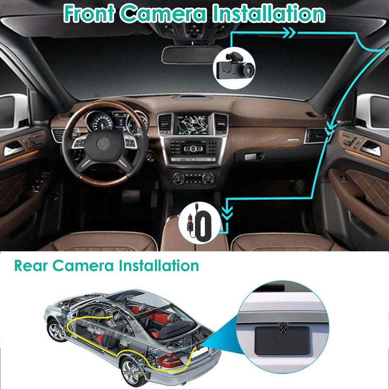 3 Channel Dash Cam Front Inside Rear Vehicle Driving Recorder Car DVR Automotive - DailySale