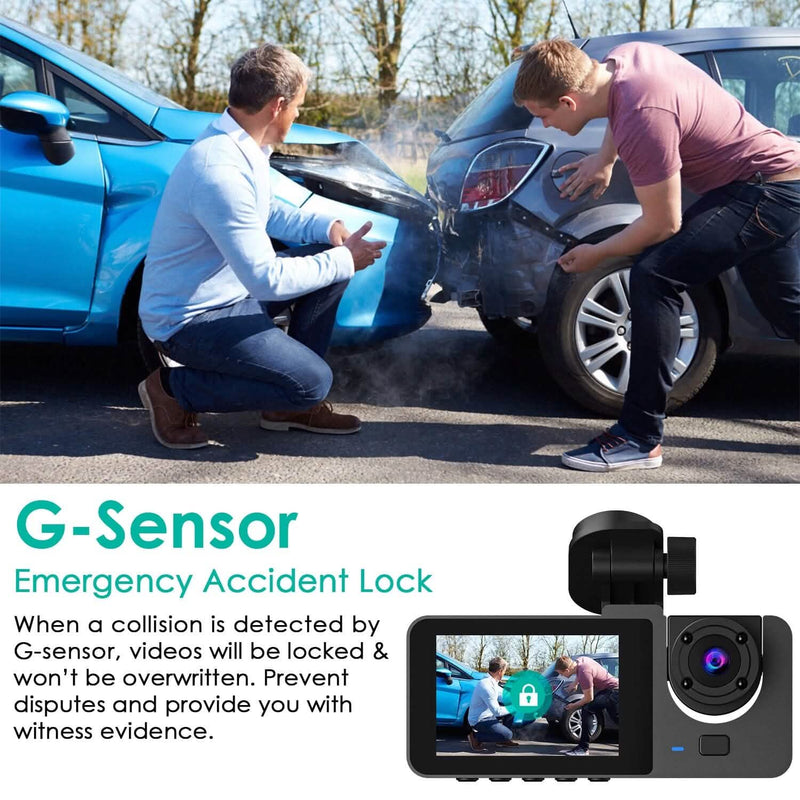 3 Channel Dash Cam Front Inside Rear Vehicle Driving Recorder Car DVR Automotive - DailySale