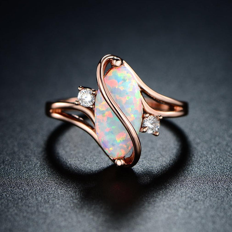 3 CTTW Fire Opal S Ring in 18K Rose Gold Plating - Size 9 Jewelry - DailySale