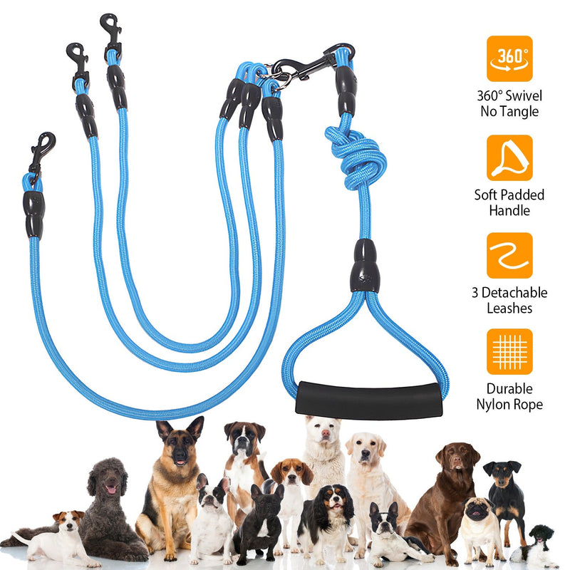 3 Dog Leash Traction Rope Walking Training Lead with Padded Handle Pet Supplies - DailySale