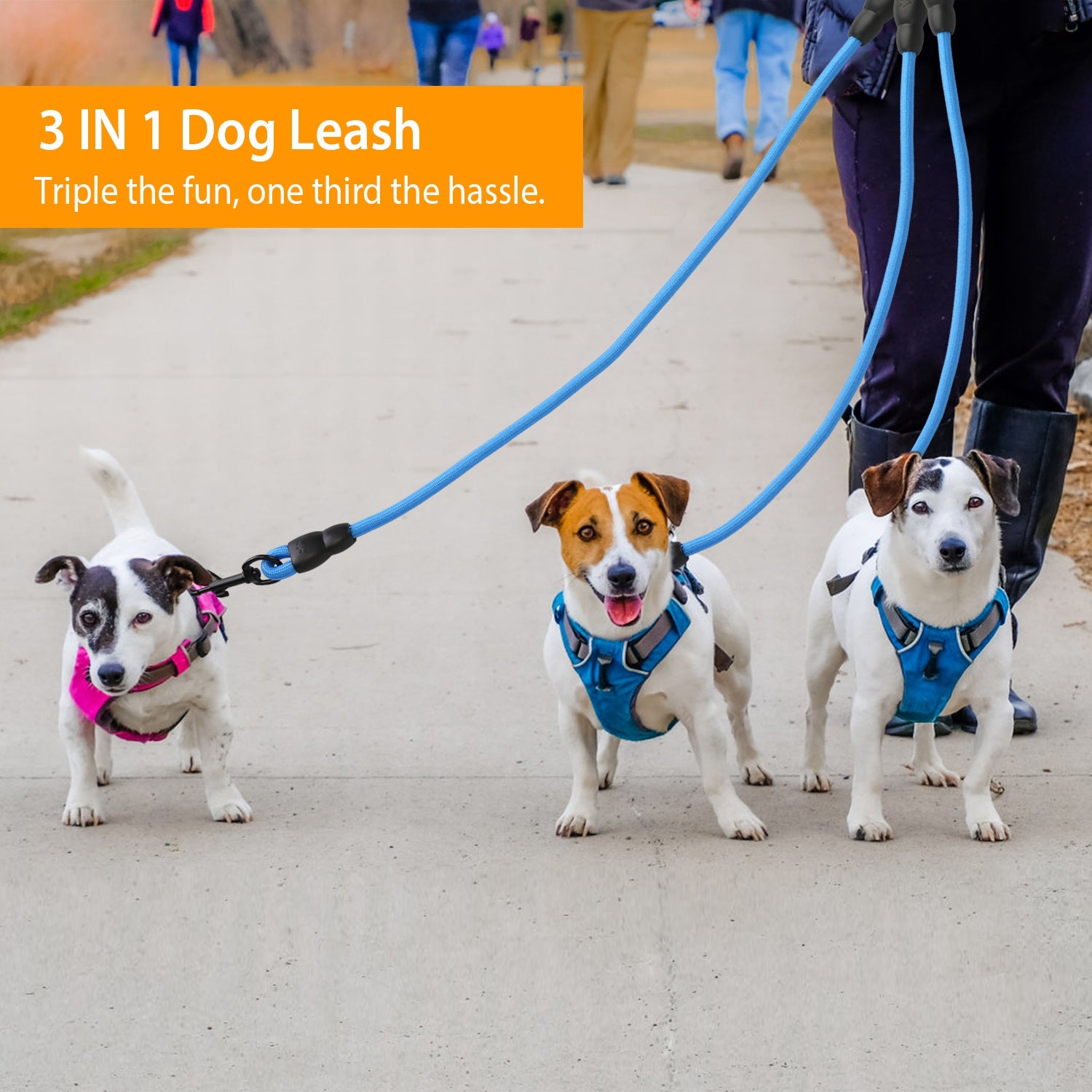 3 Dog Leash Traction Rope Walking Training Lead with Padded Handle Pet Supplies - DailySale