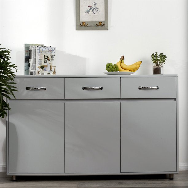 3 Drawer Sideboard Buffet Storage Cabinet Furniture & Decor Gray - DailySale