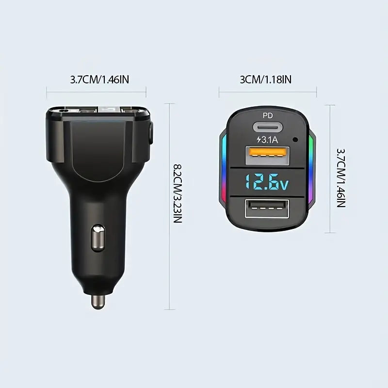 3-in-1 65W 3-port USB PD Fast Car Charger Automotive - DailySale